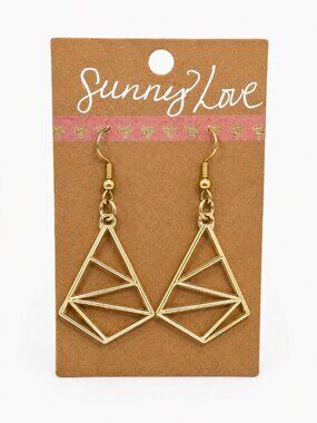 Sunny Love Gold Tone Geometric Dangle Earrings NWT